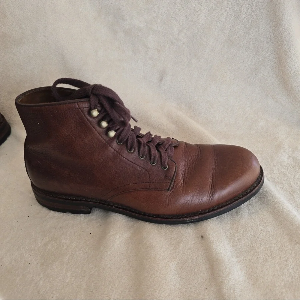 J Crew Kenton Plain-toe Boot Leather Vibram Sole Brown Men's Size 10
